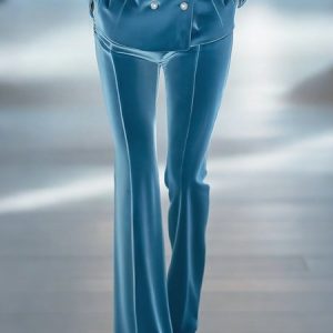 Urban Plain Flare Pants, Pants, color:Blue|size:XXL, Stylewe