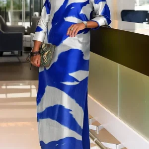 Urban Random Print Crew Neck Maxi Dress, Maxi Dresses, color:As Picture|size:XXL, Stylewe
