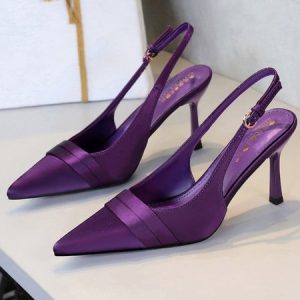 Satin Urban All Season Stiletto Heel Flat, Heels, color:Purple|size:43, Stylewe