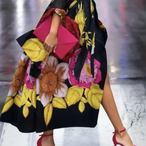 Urban Printing Floral Maxi Skirt, Skirts, color:Pink|size:XXL, Stylewe