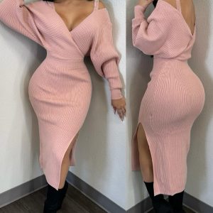 Plunge Thick Strap Lace Slim Fit Slit Dress, women Bodycon Dresses, ChicMe catalog