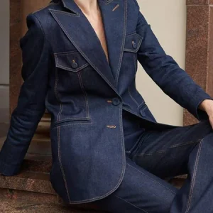 Urban Color Block Lapel Collar Denim Coat, Jackets, color:Denim Blue|size:XXL, Stylewe