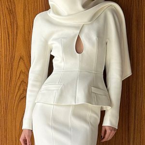 Elegant Plain Long Sleeve Blouse, Blouses and Shirts, color:White|size:XXL, Stylewe