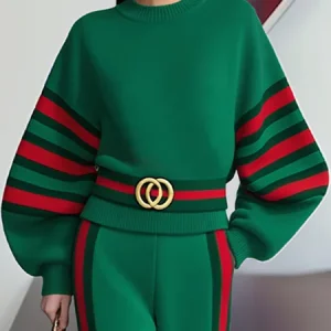 Casual Color Block Crew Neck Raglan Sleeves Sweatshirt, Hoodies and Sweatshirts, color:Green|size:XXL, Stylewe