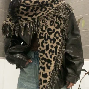 Daily Wool Animal Print Scarf, Scarves, color:Camel|size:One-size, Stylewe