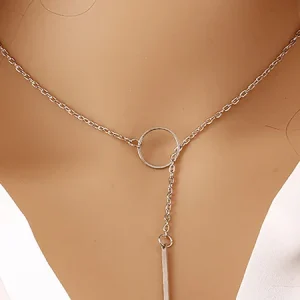 Womens Simple Alloy Necklace, Necklaces, color:Silver|size:One-size, Stylewe