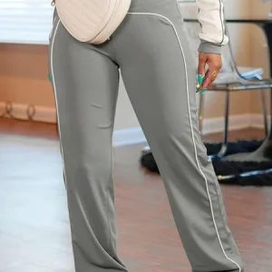 Casual Color Block Fashion Straight Pants, Pants, color:Gray|size:XXL, Stylewe