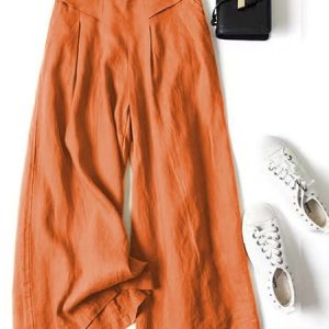 Women Plain Long Elastic Waist Pants Casual Spring/Fall Trousers, Pants, color:Orange Red|size:S, catalog Noracora shop