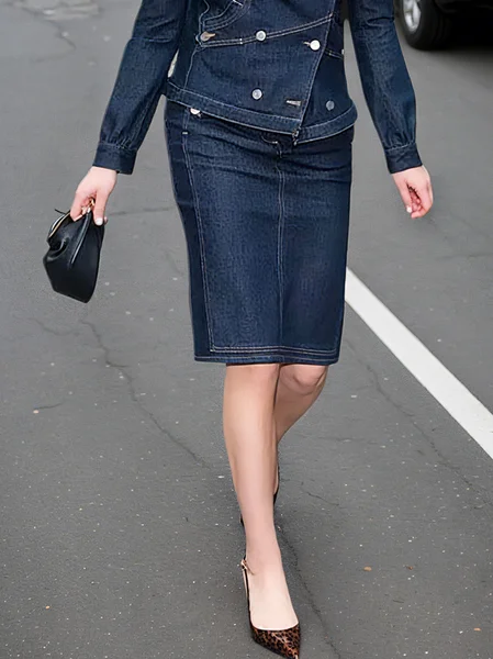 Urban Plain Mini Denim Skirt, Denim Skirts, color:Blue|size:XXL, Stylewe