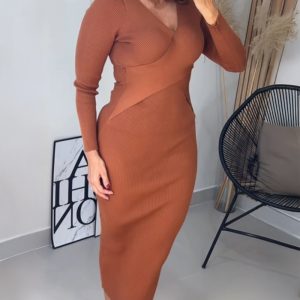 V-Neck Long Sleeve Chic Slim Fit Dress, women Work Dresses, ChicMe catalog