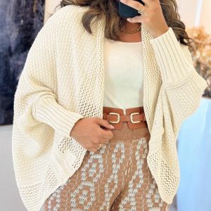 Open Front Casual Batwing Sleeve Hollow-out Cardigan, women Sweaters & Cardigans, ChicMe catalog