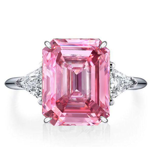 three stone engagement rings - Italo Pink Engagement Ring Emerald Cut Engagement Ring, Italo jewelry - Online Catalog - Image 2