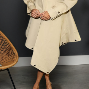 Casual Irregular Craftsmanship Plain Midi Skirt, Skirts, color:Light Khaki|size:XXL, Stylewe
