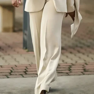 Urban Plain Straight Pants, Pants, color:Apricot|size:XXL, Stylewe