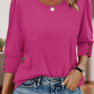 Women Geometric V Neck Vintage Long Sleeve T-shirt, Tees & T-shirts, Roselinlin - Online Catalog