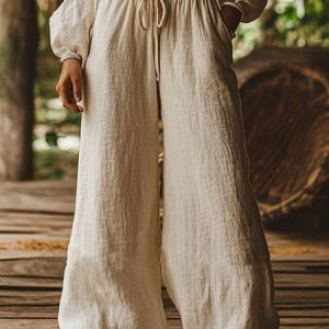 Women Plain Long Pants Casual Spring/Fall Trousers, Pants, color:Apricot|size:3XL, catalog Noracora shop
