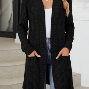 Women Spring/Fall Outerwear Vintage Split Joint Plain Long Sleeve Wrap Jacket, Kimono, color:Black|size:XXL, catalog Noracora shop