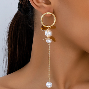 Beautiful pearl drop earrings, Earrings, color:Golden|size:One-size, Stylewe