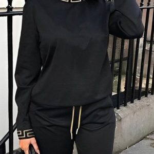 Casual Letter Pattern Stand Collar Sweatshirt, Hoodies and Sweatshirts, color:Black|size:XXL, Stylewe