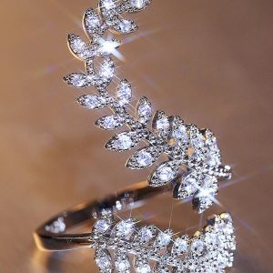 Leaf Shaped Rhinestone Ring, women Rings, ChicMe catalog