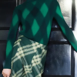 Urban Plaid Turtleneck Sweater, Pullovers, color:Green|size:XXL, Stylewe
