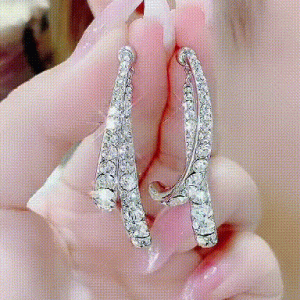 Rhinestone Decor Cross Curved Earrings, women Earrings, ChicMe catalog