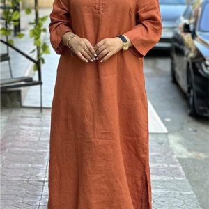Women Plain Spring/Fall Dress V Neck Long Sleeve A-Line Dress, Maxi, color:Orange|size:5XL, catalog Noracora shop