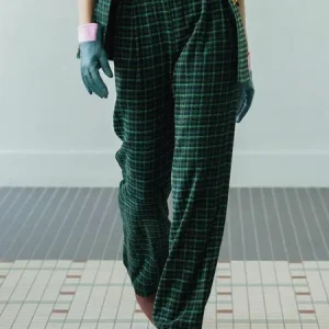 Urban Plaid Fashion Straight Pants, Pants, color:Green|size:XXL, Stylewe