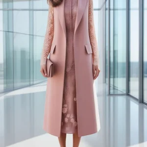 Urban Plain Lapel Collar Vest, Vests and Gilets, color:Pink|size:XXL, Stylewe