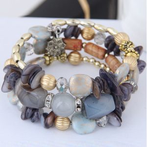 1pcs Bohemian Asymmetrical Stone Beaded Bracelet, women Bracelet, ChicMe catalog
