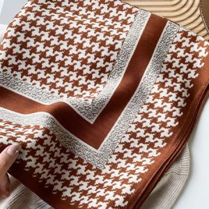 Urban Geometric Silk Scarf, Scarves, color:Coffee, Stylewe