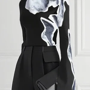 Jersey Urban Ombre Turtleneck T-shirt, Tees, color:Black|size:XXL, Stylewe