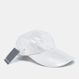 Norma Kamali Silver Lame Long Bill Baseball Cap One Size, Luggage Accessories - Luxury Closet