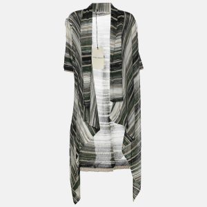 Marina Rinaldi Multicolor Stripe Stretch Lurex Knit Cardigan L, Sweaters & Cardigans - Luxury Closet