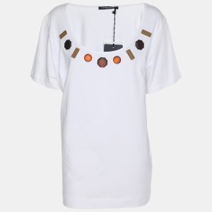 Marina Sport by Marina Rinaldi White Jersey Embellished T-Shirt L, Shirts & Tops - Luxury Closet catalog