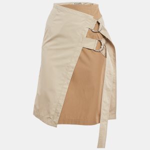 Acne Studios Beige Cotton Asymmetric Wrap Skirt XS, Skirts - Luxury Closet