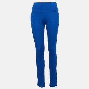 Adidas Blue Knit Tight Fit Mid Rise Trackpants S, Clothing - Luxury Closet catalog