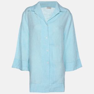 Agnona Blue Linen Long Sleeve Shirt XL, Shirts & Tops - Luxury Closet catalog