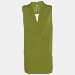 Agnona Green Crepe Sleeveless Top XL, Shirts & Tops - Luxury Closet