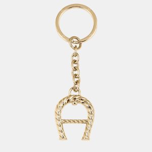 Aigner Gold shiny gold  Fashion Keyring A-Logo Gold Coloured, Luggage Accessories - Luxury Closet