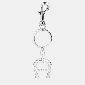Aigner Silver shiny silver Metal Basics Keyring with Dadino Logo Silver Coloured, Luggage Accessories - Luxury Closet
