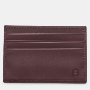 Aigner Burgundy Leather Card Holder, Wallets & Money Clips - Luxury Closet