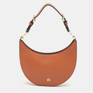 Aigner Brown Leather Delia Hobo, Shoulder Bags - Luxury Closet