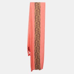 Aigner Red Monogram Stripe Cotton Stole, Scarves & Shawls - Luxury Closet catalog