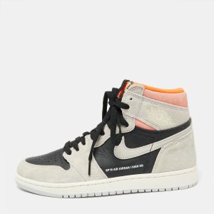 Jordan Grey/Black Suede And Leather 1 Retro High Neutral  Hyper Crimson Sneakers Size 40.5, Athletic Shoes & Sneakers - Luxury Closet