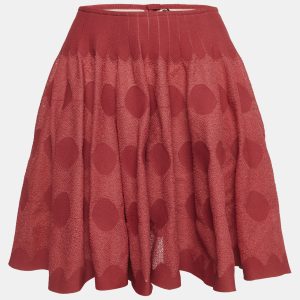 Alaia Red Patterned Knit Mini Skirt M, Skirts - Luxury Closet