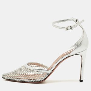 Alaia Silver Fishnet and Leather Ankle Strap Sandals Size 41, Sandals - Luxury Closet catalog