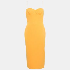 Alex Perry Orange Stretch Crepe Lee Midi Dress M, Dresses - Luxury Closet