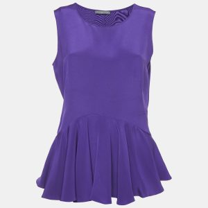 Alexander McQueen Purple Silk Peplum Style Sleeveless Top M, Shirts & Tops - Luxury Closet catalog