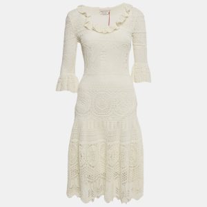 Alexander McQueen Ivory Crochet Frill Midi Dress S, Dresses - Luxury Closet catalog